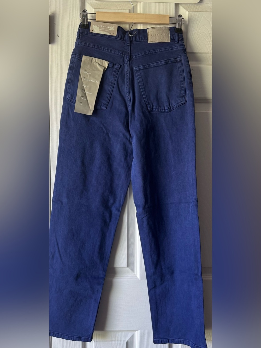 NWT Everlane The Way-High Jean Tall 26 Straight High Rise Blue Organic Cotton